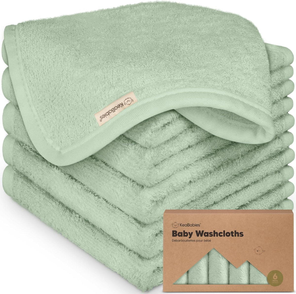 6-Pack Baby Washcloths, Soft Absorbent Washcloths for Face, Body (White)