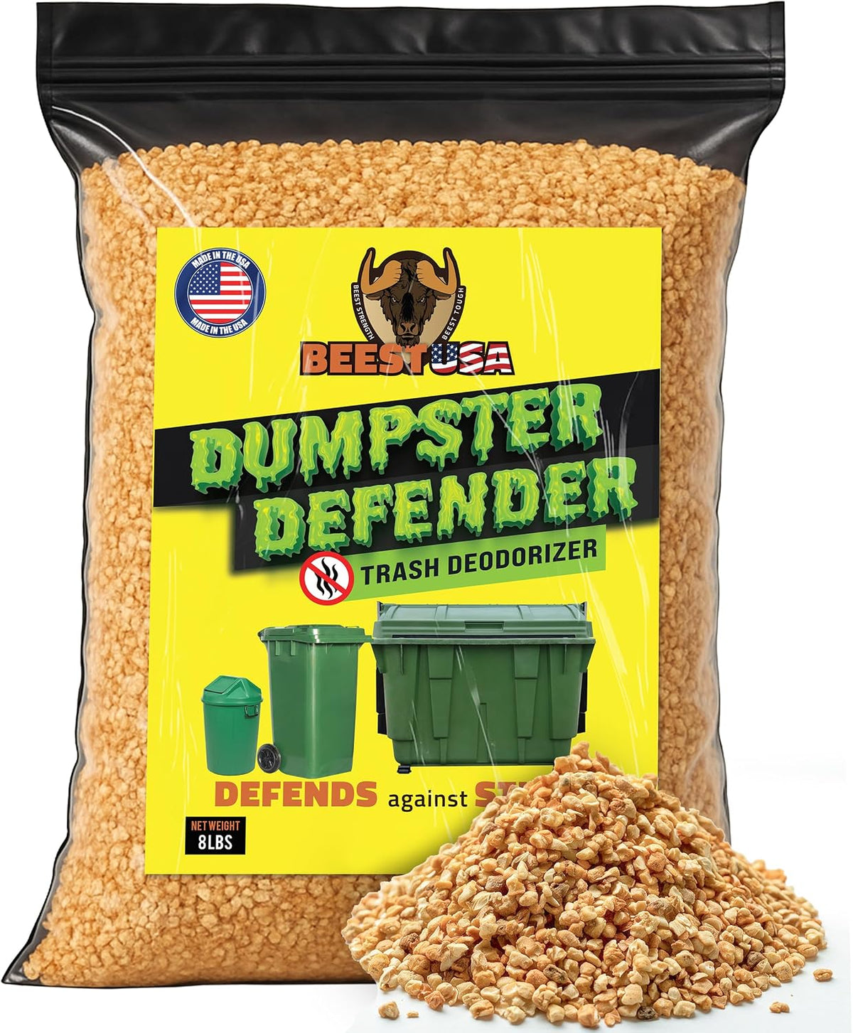 BEEST Dumpster Defender - 1.5lbs Outdoor Trash Can Deodorizer & Liquid Waste Absorber (Made in USA) Biodegradable Trash Can Odor Eliminator - Powerful Garbage Deodorizer for Always-Fresh Bins - 7 Cups