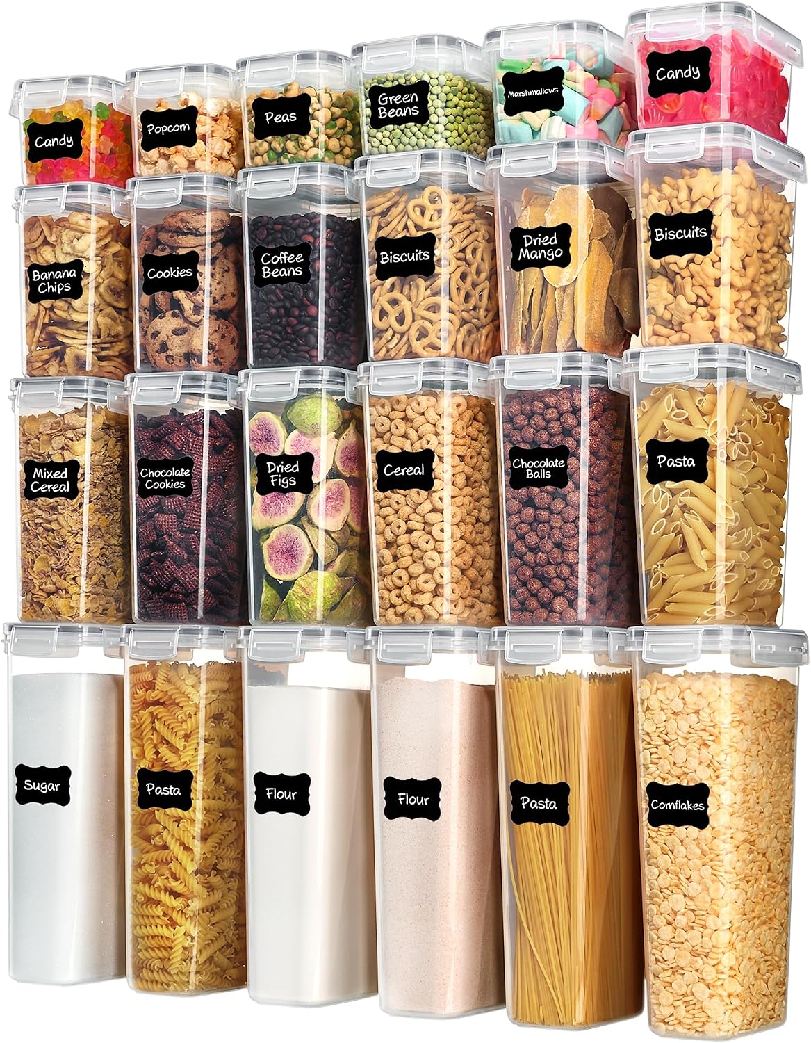 Vtopmart Airtight Food Storage Containers with Lids, 24 pcs, Black