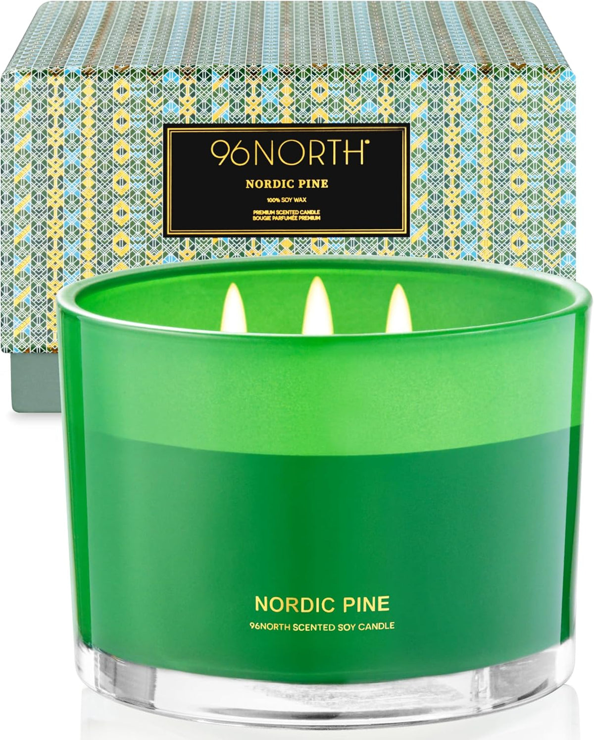 96NORTH Luxury Vanilla Soy Candles | Large 3 Wick Jar Candle | Up to 50 Hours Burning Time | 100% Natural Soy Wax | Relaxing Aromatherapy Aesthetic Candle | Housewarming Gift for Men and Women