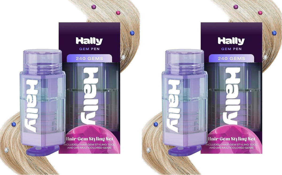 Hally Hair Gem Pen Kit with 240 Stick-On Hair Gems and Stamper Tool