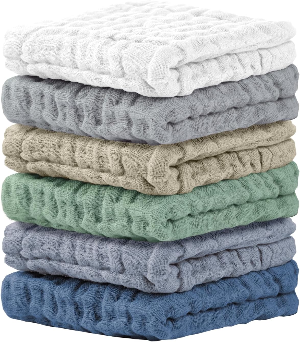 Cuddle Campus 6 Pack Muslin Baby Washcloths, Burp & Wash Cloths for Babies