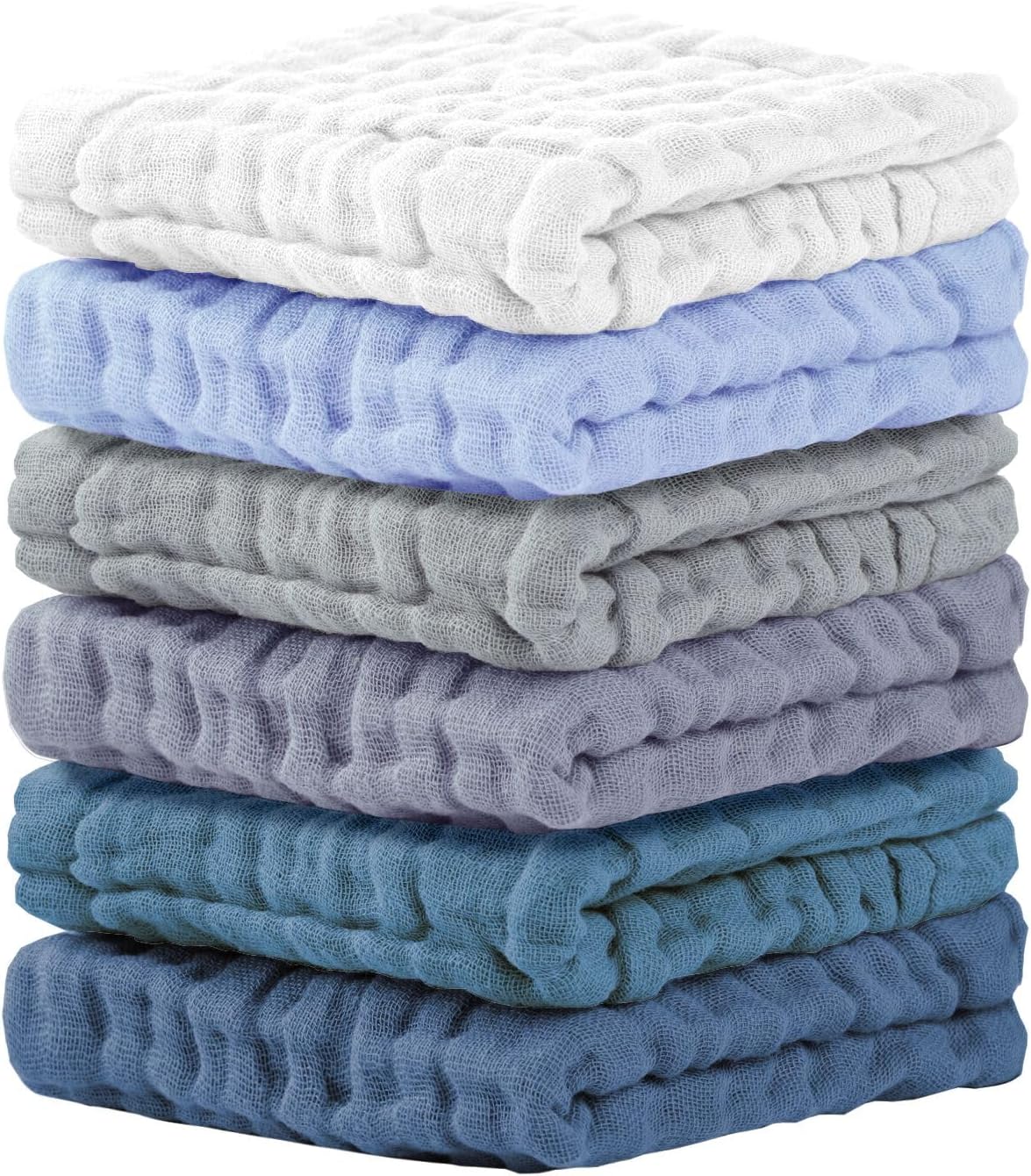 Cuddle Campus 6 Pack Muslin Baby Washcloths, Burp & Wash Cloths for Babies