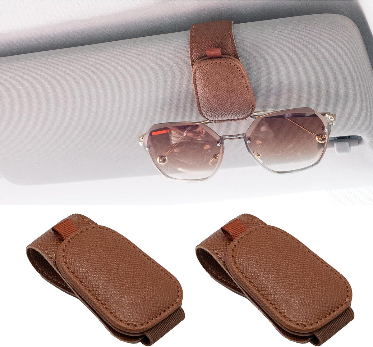 Yuoyar 2 Packs Magnetic Sunglass Holder for Car Visor (Grey)