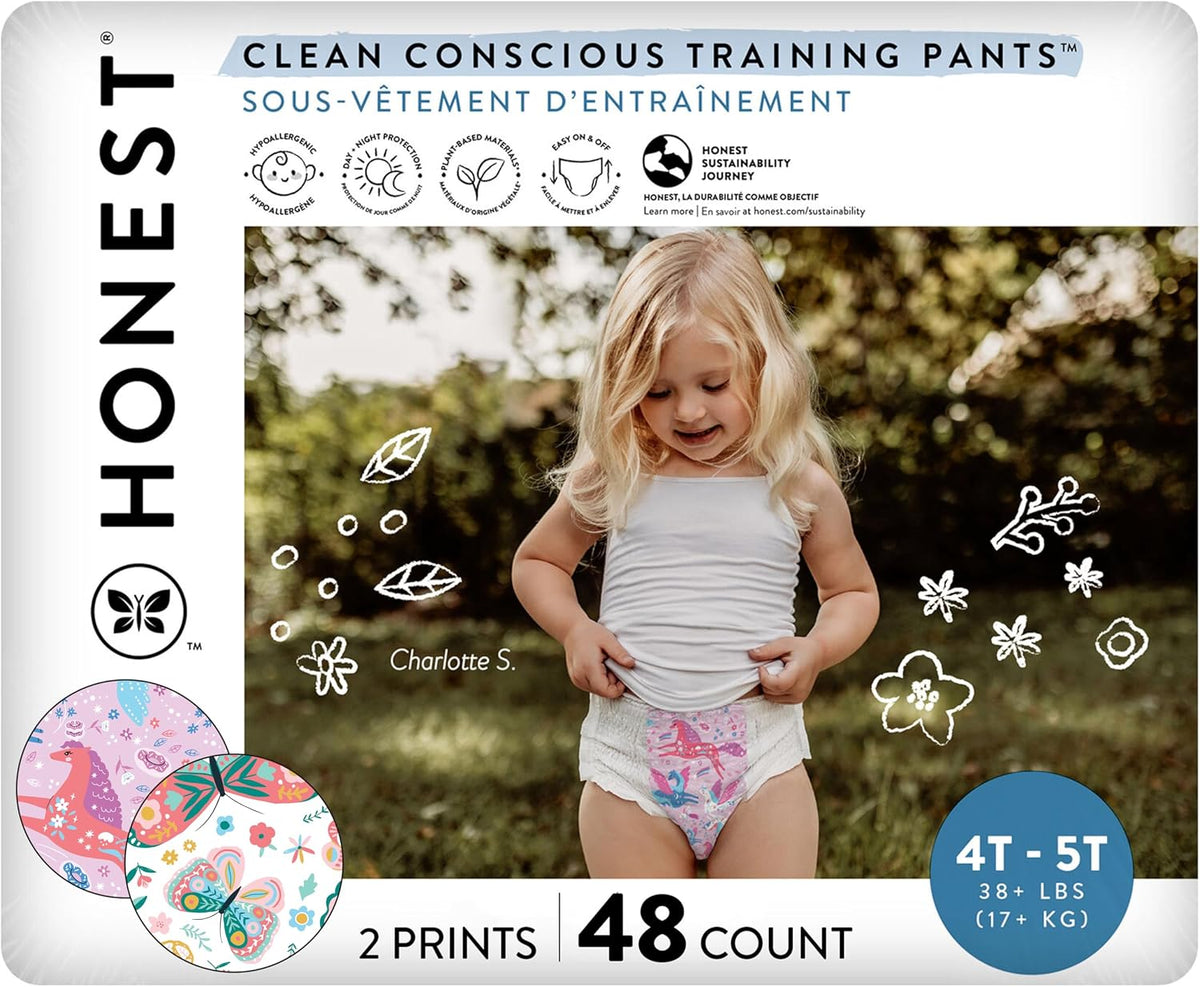 The Honest Company Training Pants, Rompin' & Stompin', Size 2T/3T, 66 Count
