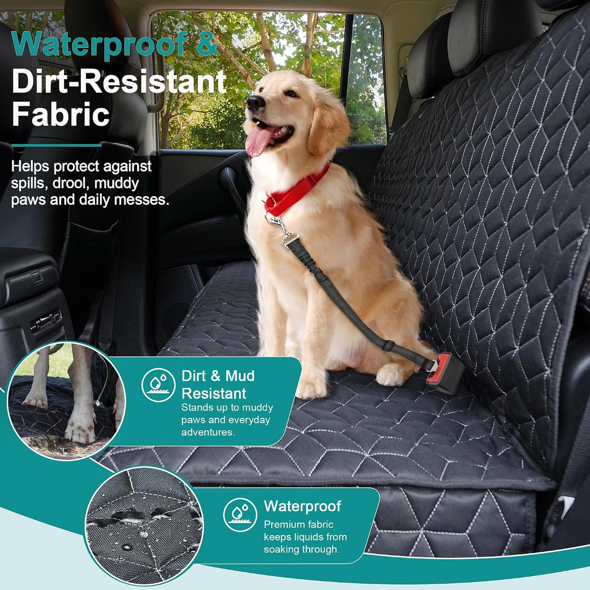 Meginc Dog Car Seat Covers for Back Seat, Bench Seat Covers for Trucks