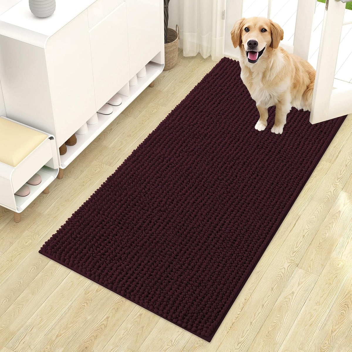 OLANLY Dog Door Mat for Muddy Paws 30x20, Extra Absorbent Chenille Mud Mat