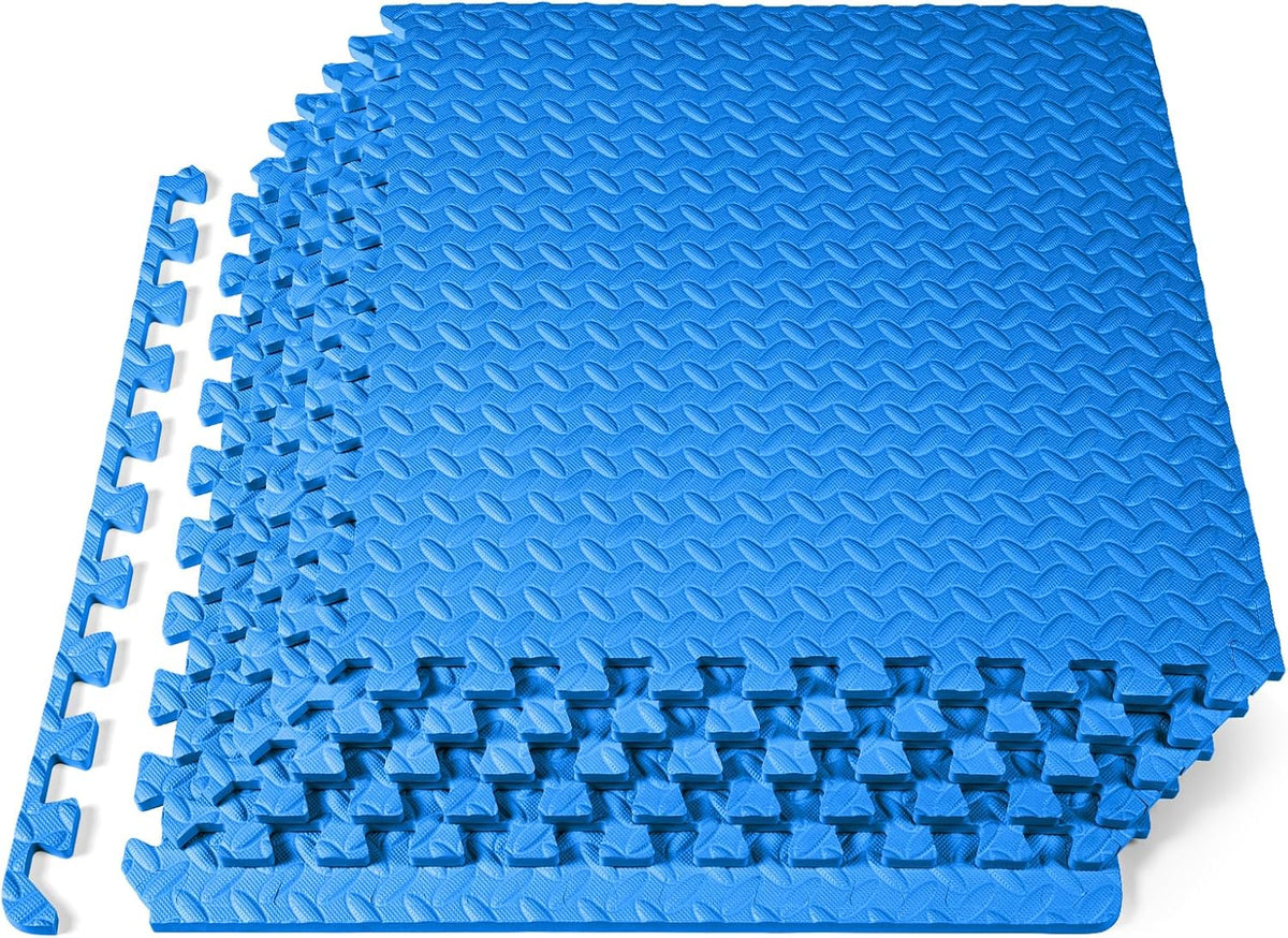 ProsourceFit Exercise Puzzle Mat ½-inch, EVA Interlocking Foam Floor Tiles for Home Gym, Workout Equipment, Kids Play Areas, Black, 24 SQ FT - 6 Tiles