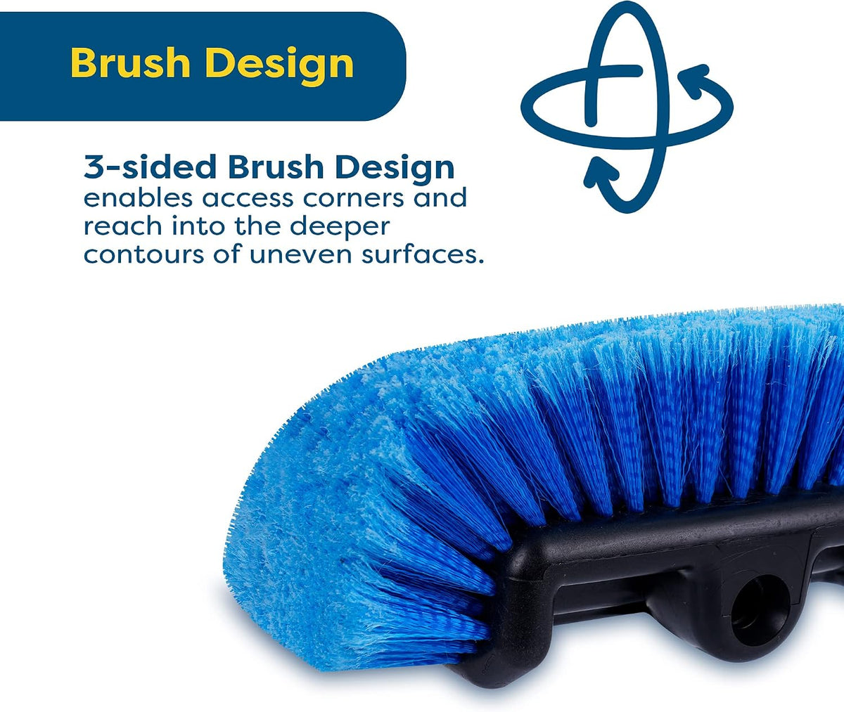 SCRUBIT 12" Car Wash Brush with Soft Bristles for Car Truck Boat Deck & House Cleaning, Exterior Washing Brush Connects with Pole & Hose, Storage Bag Included (Blue)