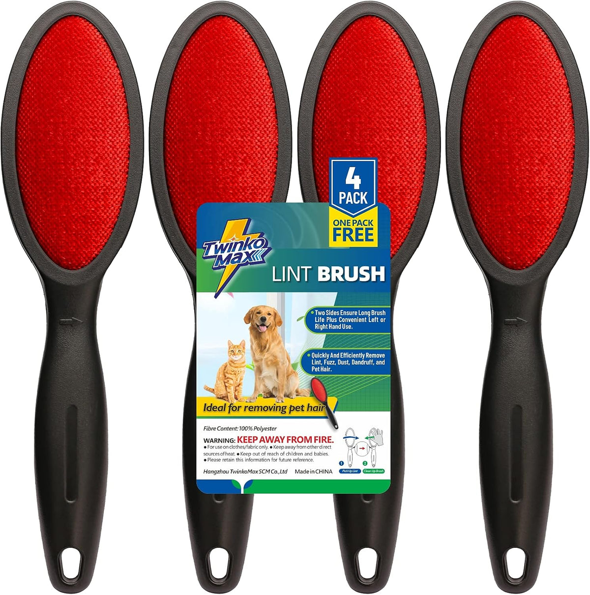 Twinko Max Lint Brush for Pet Hair, Reusable Lint Remover for Clothes