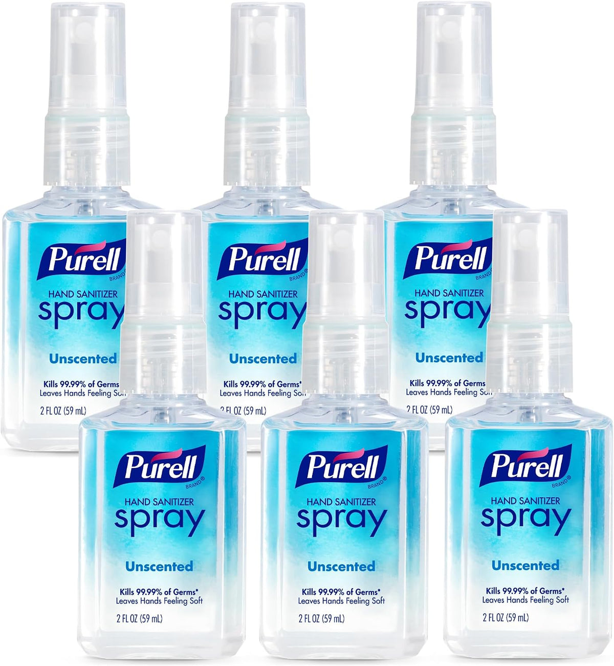 Purell Hand Sanitizer Spray Unscented, Travel Size 6ct x 2fl oz, 2023-04-EC