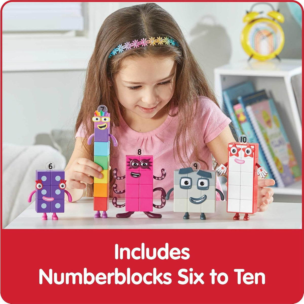 hand2mind Numberblocks Friends Six to Ten Figures – Official Licensed Character Action Figure Set, Numbers and Counting Figurines, Pretend Play Toys, for Kids Ages 3, 4, 5, 6, 7