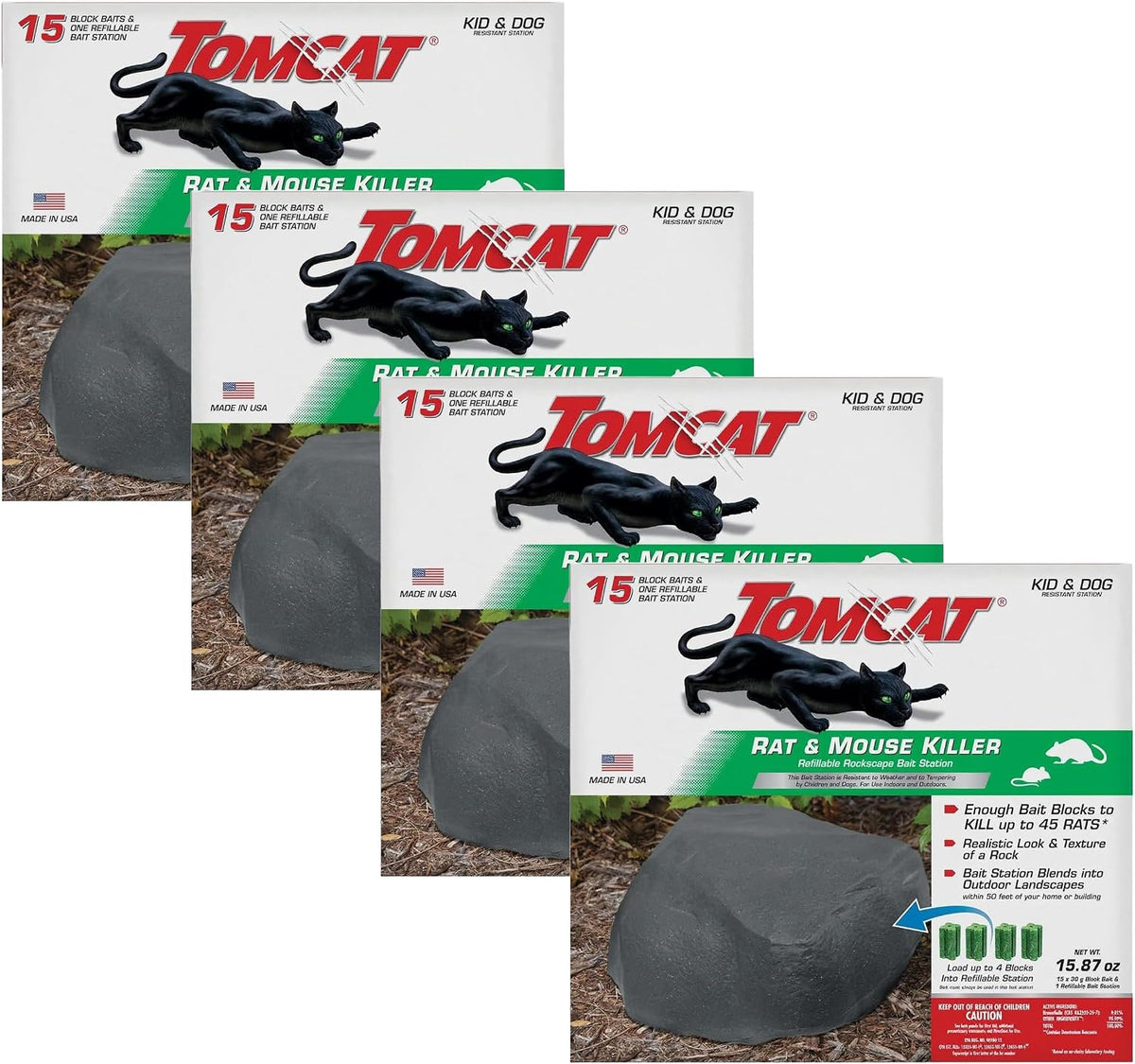 Tomcat Rat & Mouse Killer, Child & Dog Resistant, Disposable Station, 8 oz.