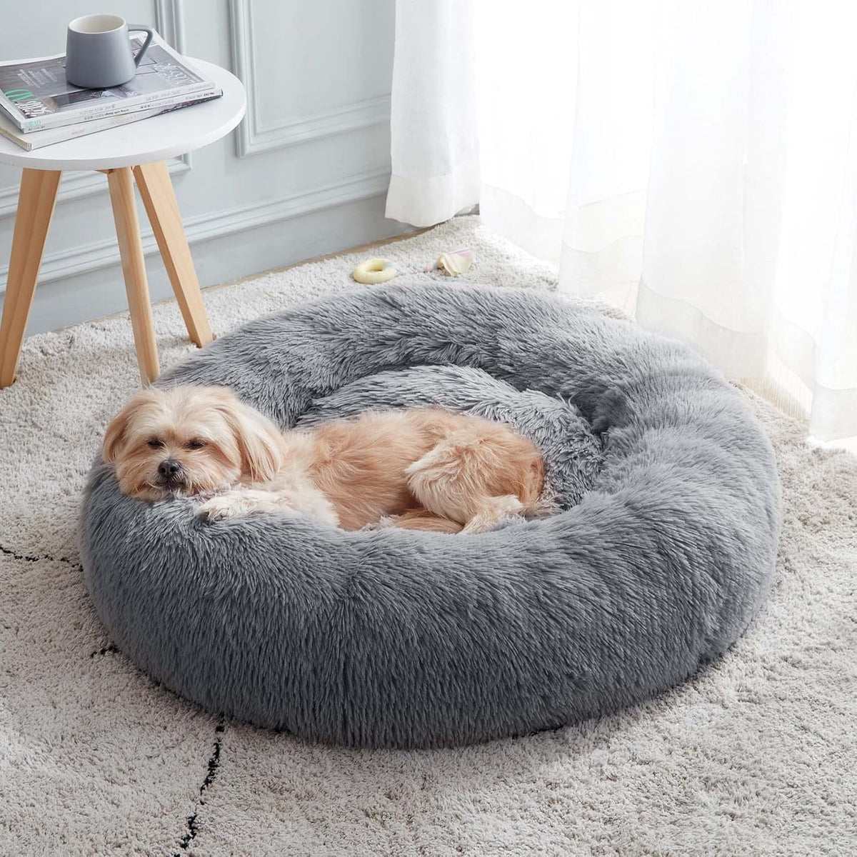 Western Home Calming Donut Cat Bed Small Dog Bed Washable,20" Light Grey