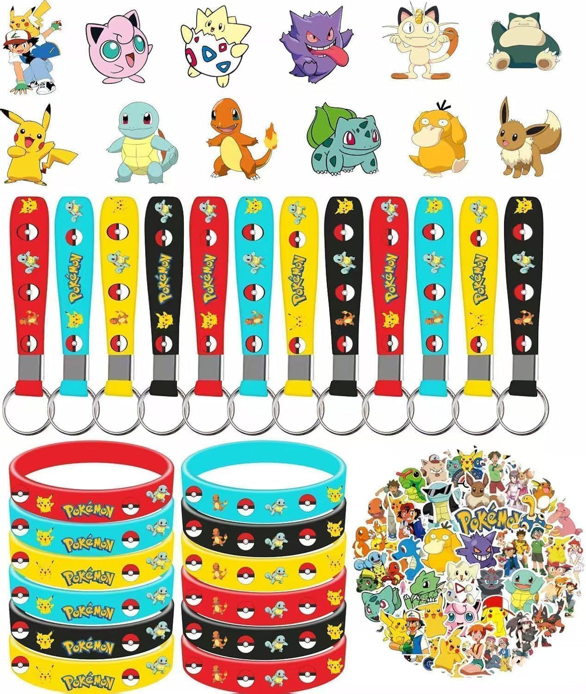 KOENI 86Pcs Cute Pokemon Birthday Party Supplies, Party Gifts and Toy Set for Anime Theme Party