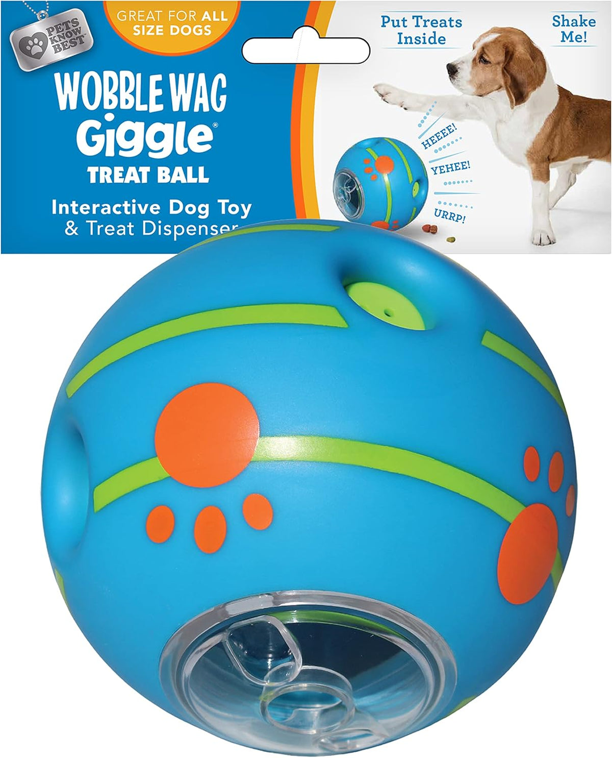 Wobble Wag Giggle Ball, Interactive Dog Toy, Fun Giggle Sounds When Rolled or Shaken, Pets Know Best, As Seen On TV