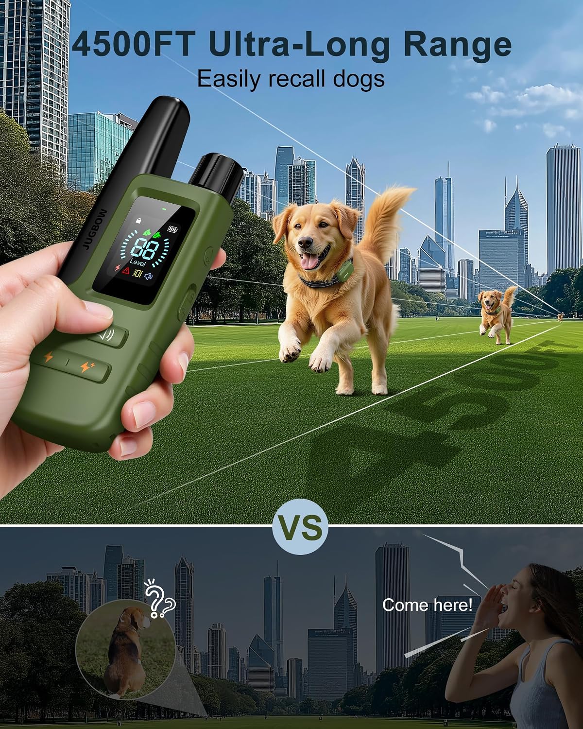 Dog Shock Collar - 4500FT Dog Training Collar with Remote for 10-120lbs Dog | IPX8 Waterproof Electric Dog Collar with 4 Training Modes, Security Lock, Rechargeable eCollar for Small Medium Large Dogs