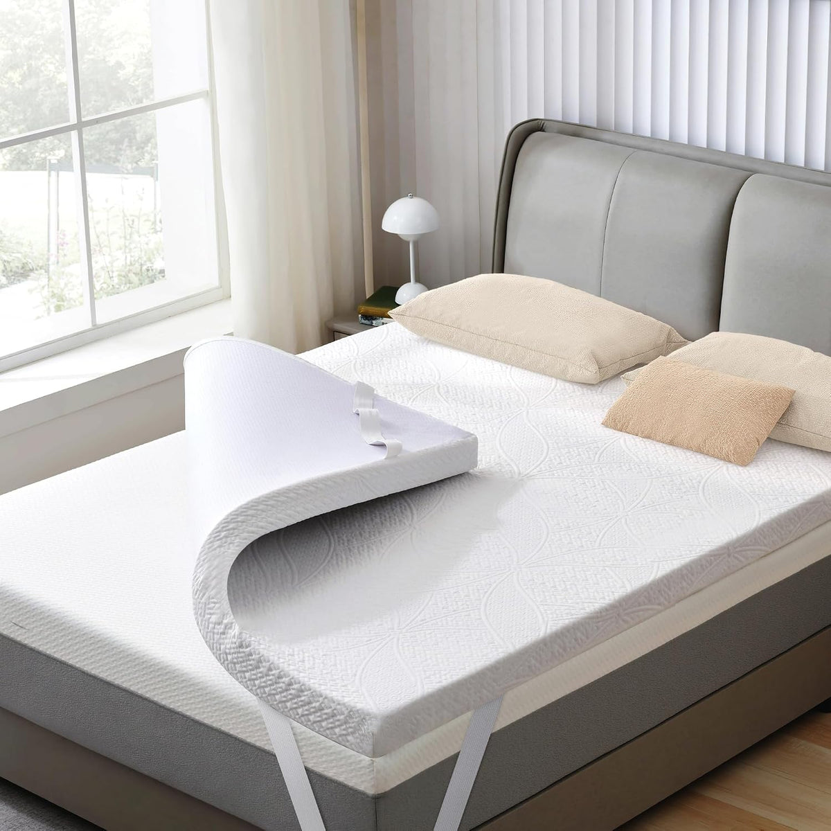 SINWEEK 2 Inch Gel Memory Foam Mattress Topper Ventilated Soft Pressure Relieve Mattress Pad, Breathable Bed Topper, CertiPUR-US Certified, Twin Size