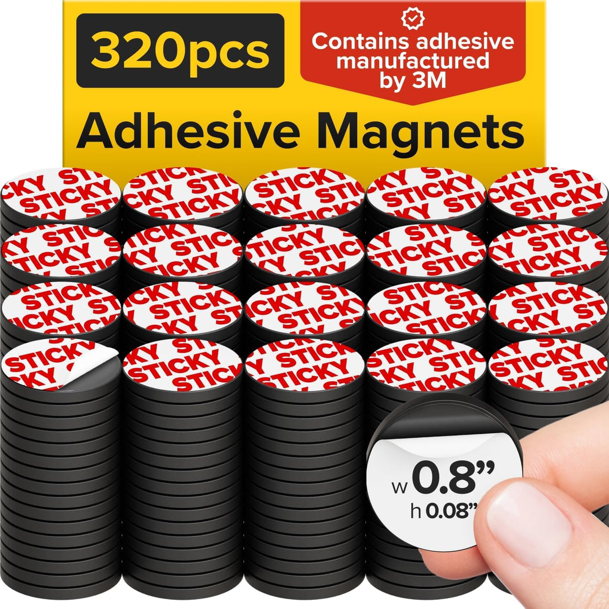 Sticky Flexible Adhesive Magnets for Crafts, 0.8"x0.08" (20x2mm), 120 pcs