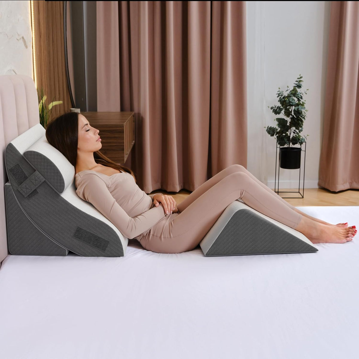 Kolbs Bed Wedge Pillow for Sleep Apnea, FSA Eligible Acid Reflux, and Back Pain Relief, with Chic Jacquard Cover - Headboard Wedges for Sleeping (Standard Width 7.5" Height)