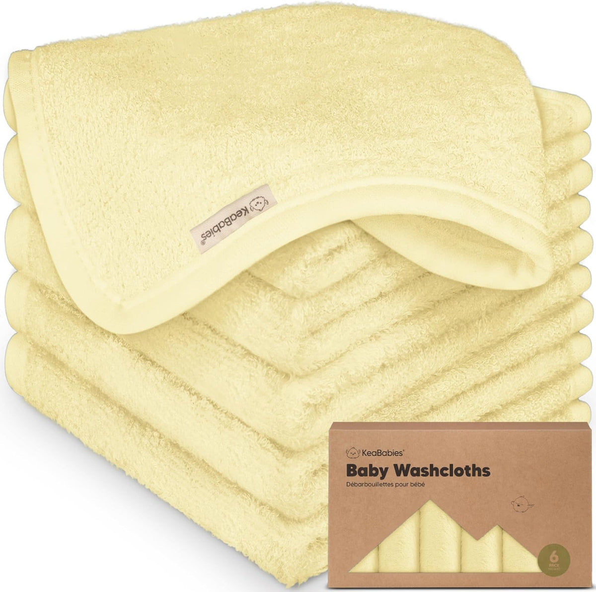 6-Pack Baby Washcloths, Soft Absorbent Washcloths for Face, Body (White)