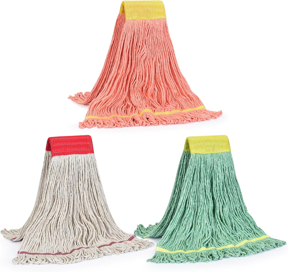 Matthew Cleaning Heavy Duty Mop Head Commercial Replacement for General and Floor Cleaning , Wet Industrial Blue Cotton Looped End String Head Refill (Pack of 3) Blue
