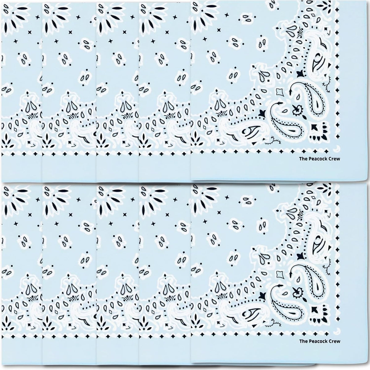 The Peacock Crew Premium Soft Cotton Bandanas Pack for Men and Women Paisley 22 x 22 inches