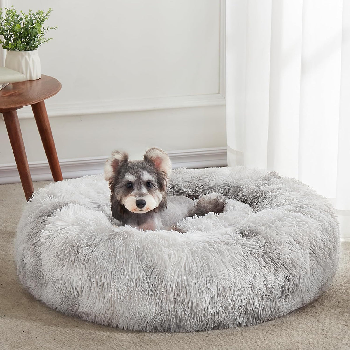 Western Home Calming Donut Cat Bed Small Dog Bed Washable,20" Light Grey