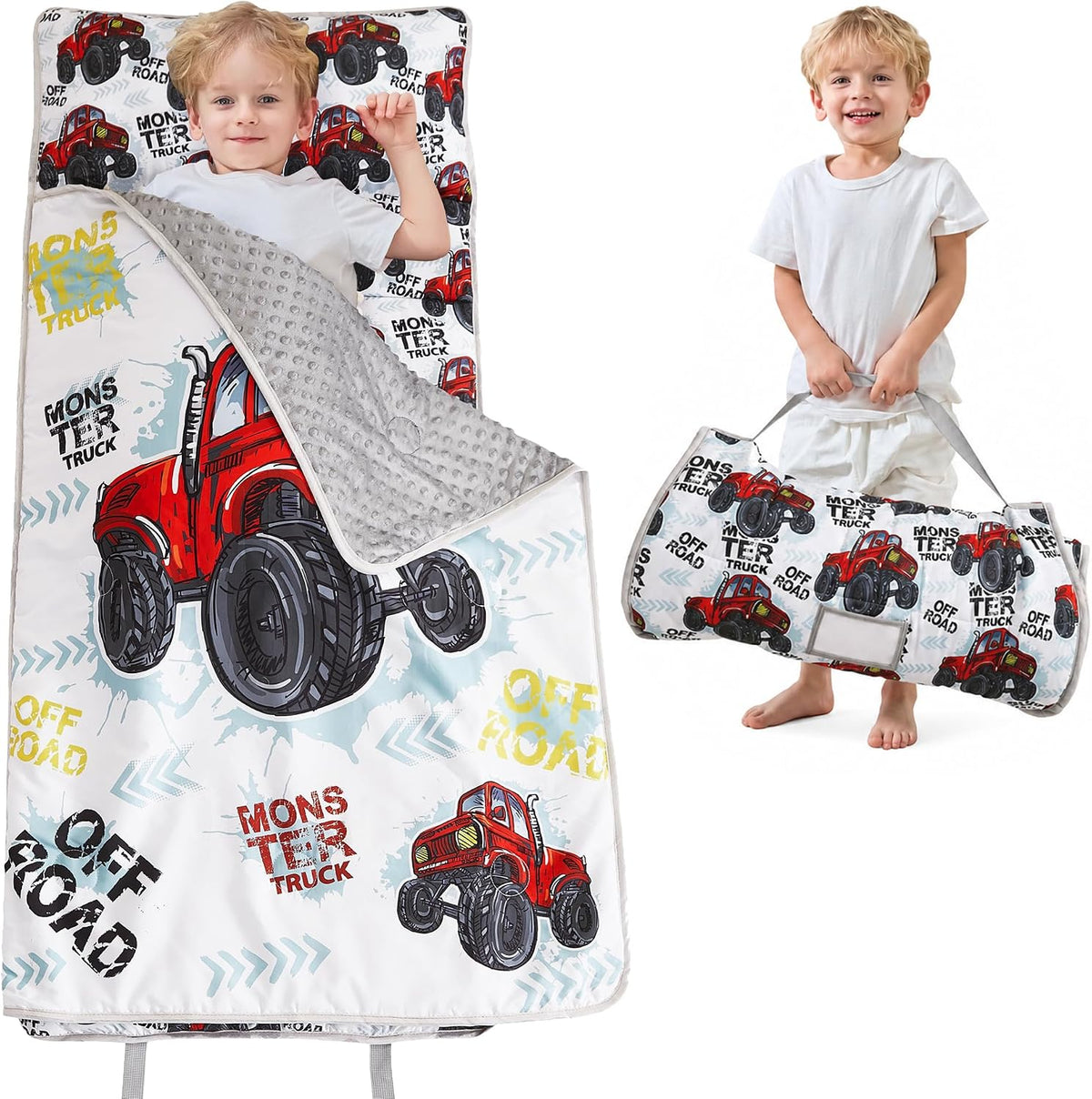 Lasoftan Toddler Nap Mat with Pillow and Blanket, Extra Large Rolled Napping Mats,Slumber Bags for Boys Girls,Kids Sleeping Bag for Daycare, Preschool Travel Camping
