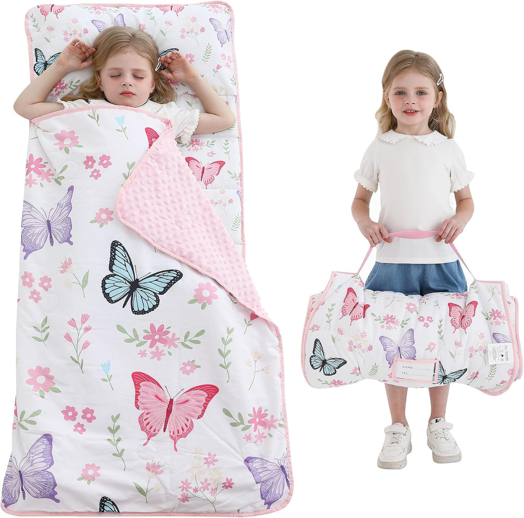 Lasoftan Toddler Nap Mat with Pillow and Blanket, Extra Large Rolled Napping Mats,Slumber Bags for Boys Girls,Kids Sleeping Bag for Daycare, Preschool Travel Camping