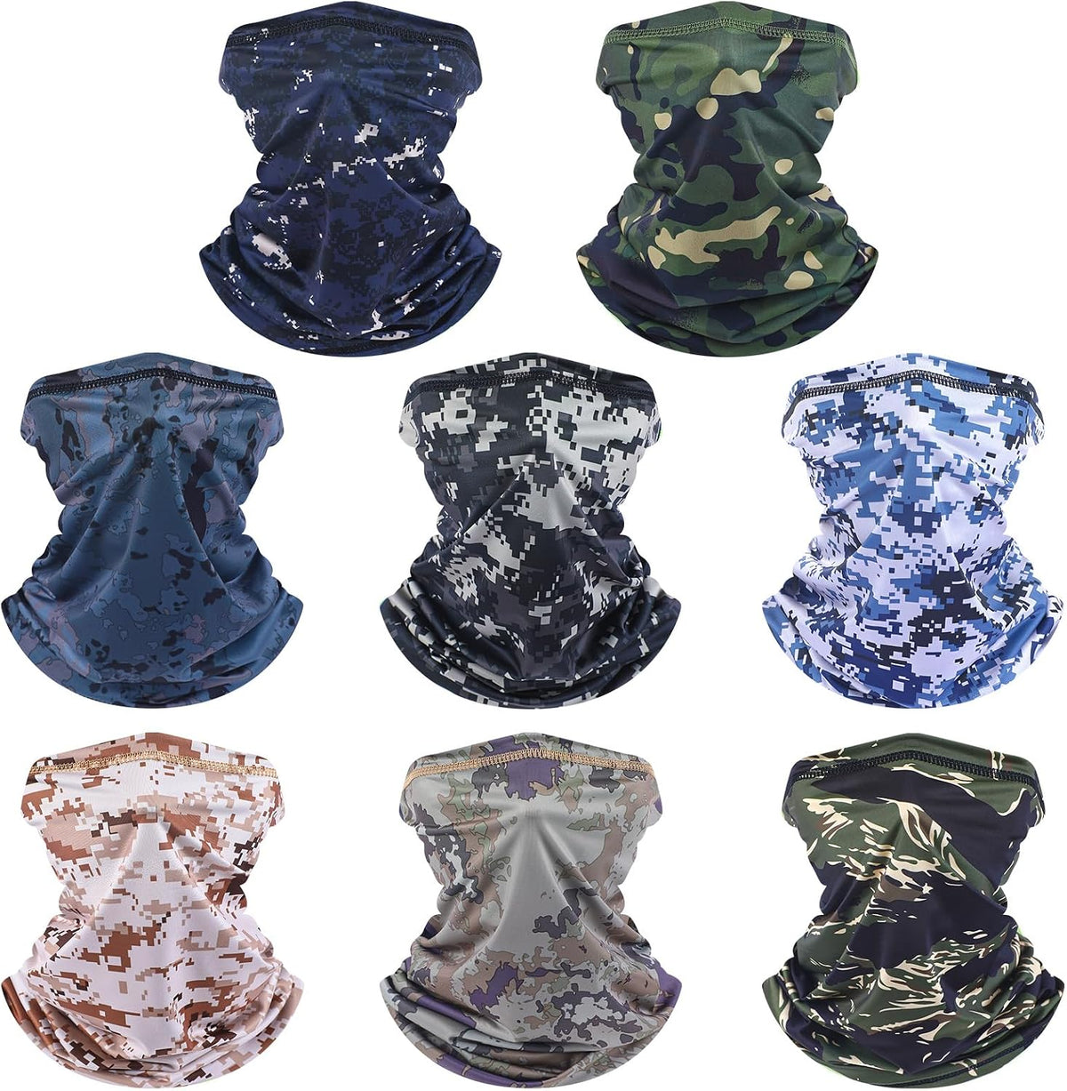 SATINIOR Summer Camo Neck Gaiter UV Protection Cooling Face Mask Sun Hood Bandanas for Men Women Sunscreen Breathable Bandana