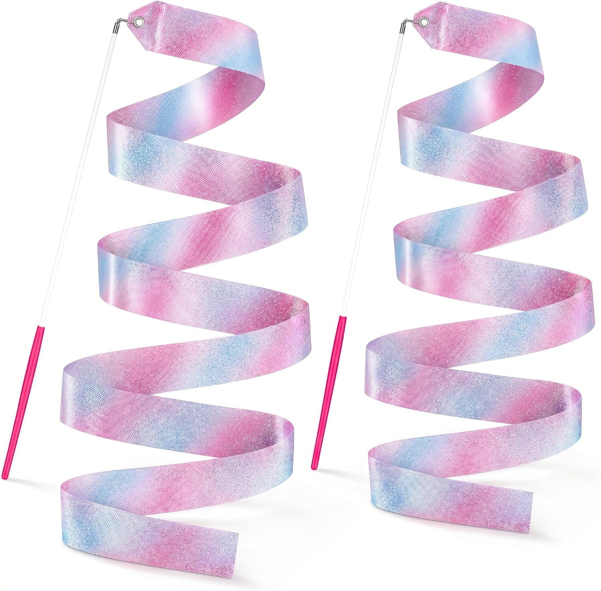 YGEOMER 12pcs Rainbow Gymnastics Dance Ribbon Wands