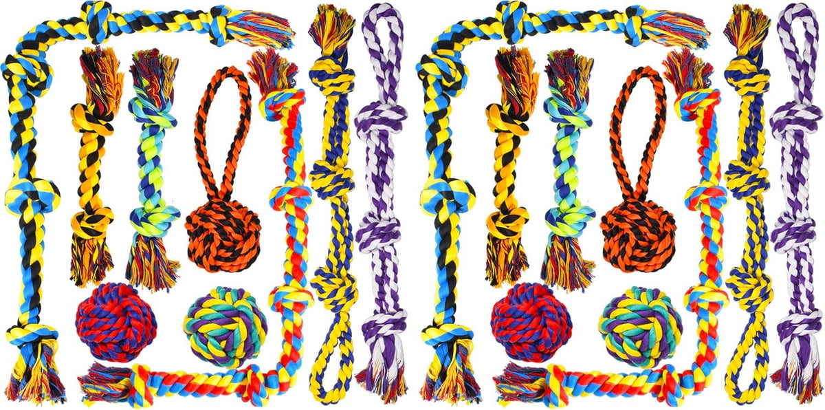 SHARLOVY Large Tough Chew Toys for Aggressive Chewers, 9 Pack Dog Rope Toys | Heavy Duty 5 Knots Indestructible Rope Toys for Large Breed, Cotton Puppy Teething Chew Toys,Tug of War Toy for Medium Dogs