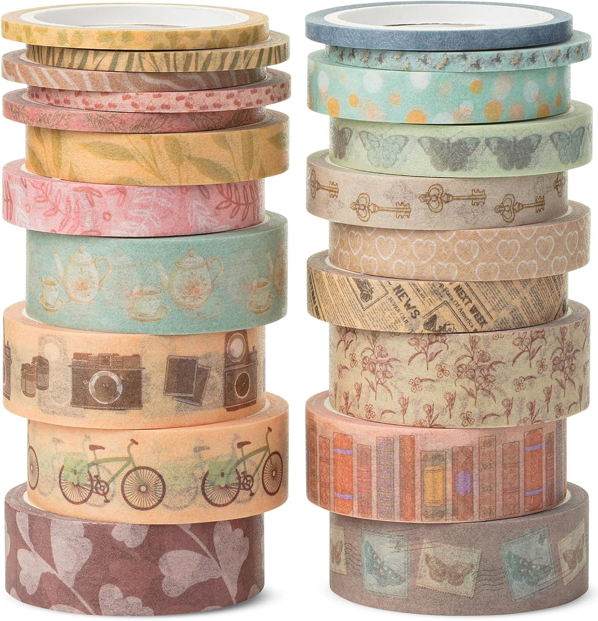 Mr. Pen- Washi Tape Set, 21 Rolls, Assorted Sizes, Floral
