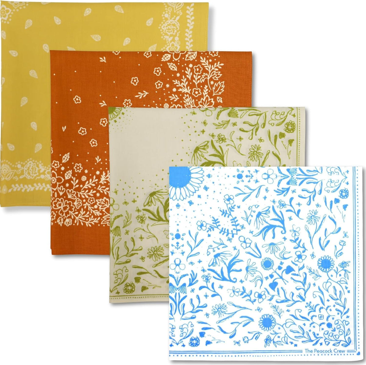 The Peacock Crew Premium Soft Cotton Bandanas Pack for Men and Women Paisley 22 x 22 inches