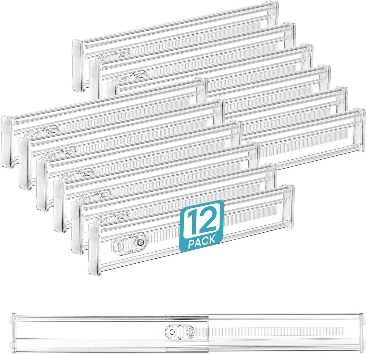 Vtopmart 6" Tall Upgrade Drawer Dividers, 12.8"-22.3" Expandable, 8 Pack