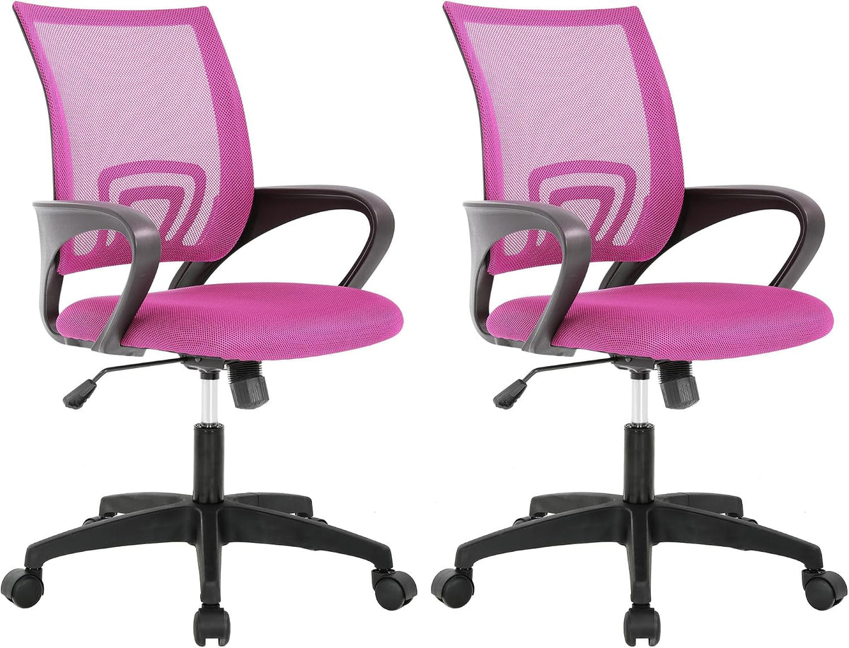 BestOffice Ergonomic Office Chair | Mid-Back Swivel Desk Chair | Dark Black
