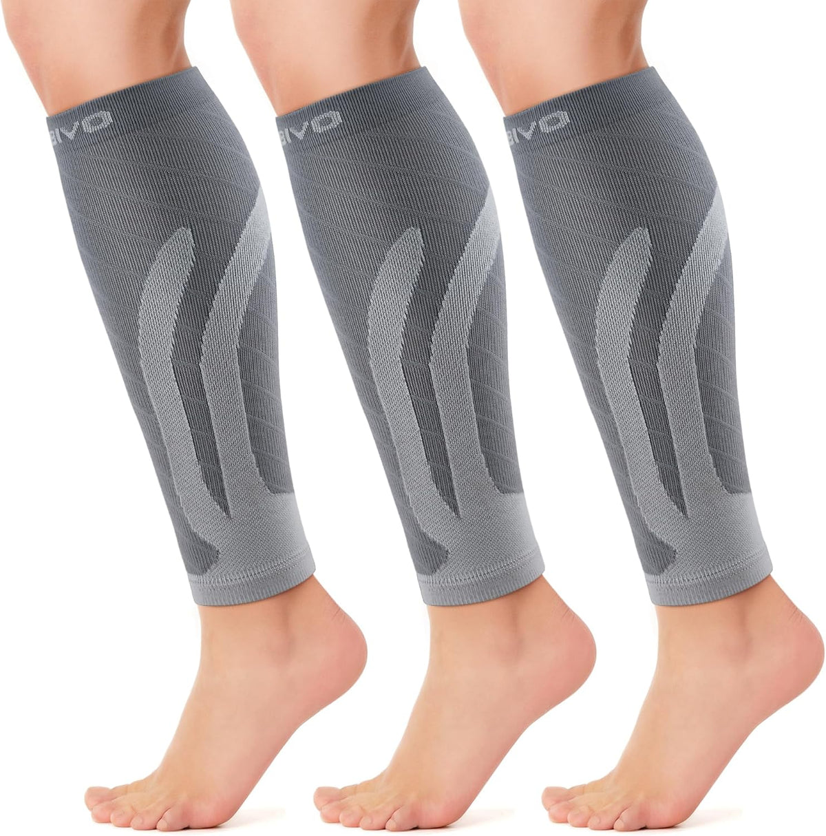 CAMBIVO Calf Compression Sleeve 3 Pairs Footless Compression Socks Running