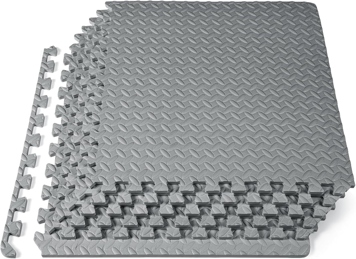 ProsourceFit Exercise Puzzle Mat ½-inch, EVA Interlocking Foam Floor Tiles for Home Gym, Workout Equipment, Kids Play Areas, Black, 24 SQ FT - 6 Tiles