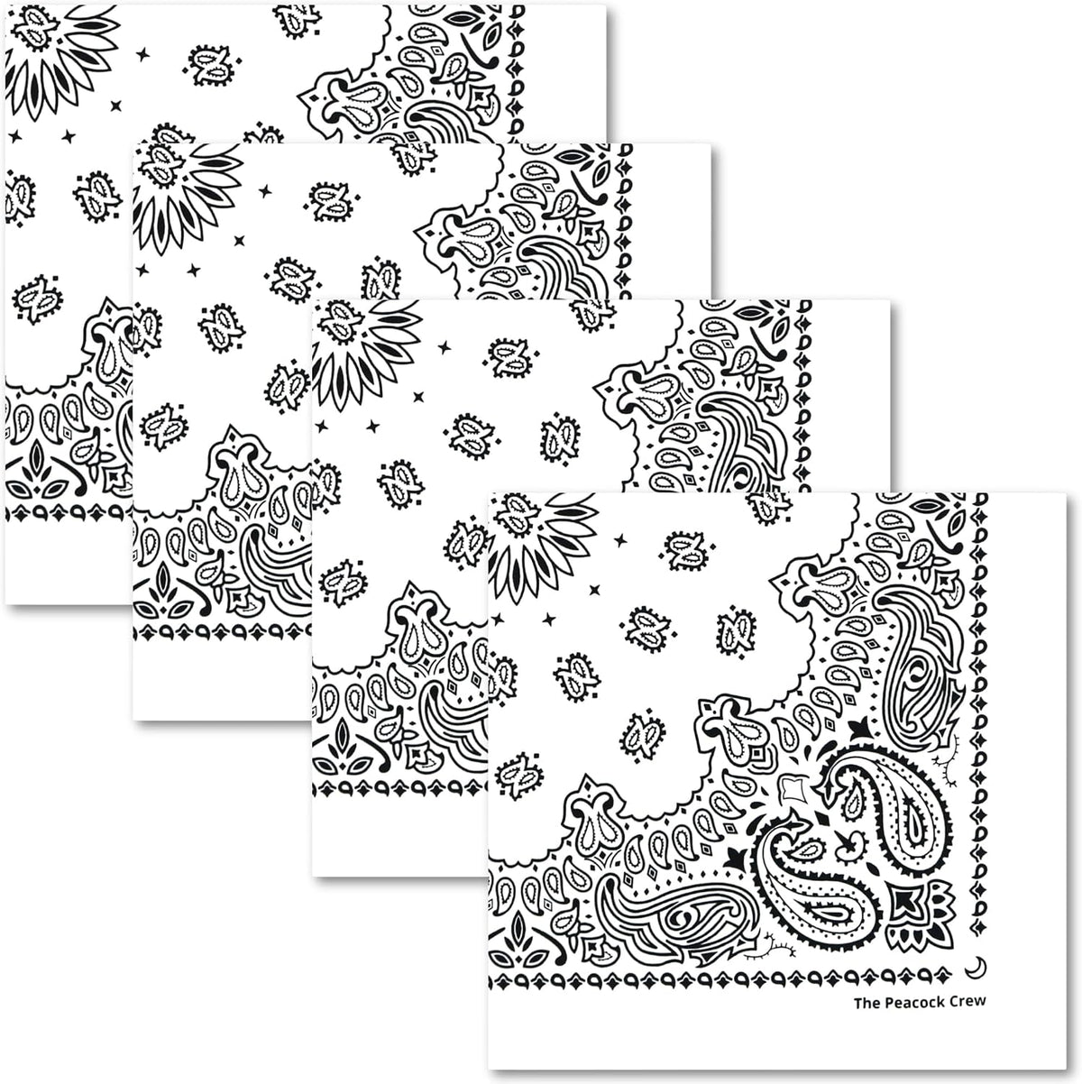 The Peacock Crew Premium Soft Cotton Bandanas Pack for Men and Women Paisley 22 x 22 inches