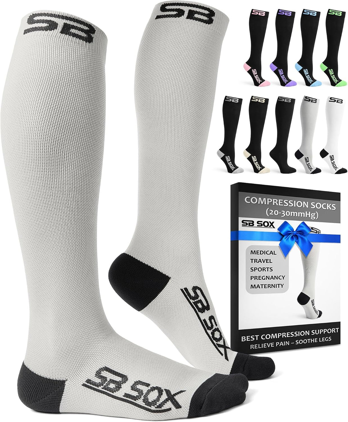 SB SOX Compression Socks for Men & Women (20-30mmHg)