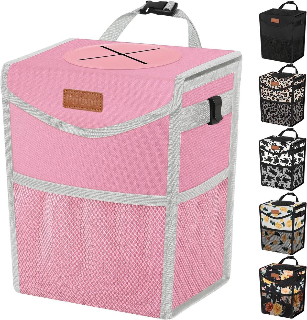 Pritent Car Trash Can with Lid Leakproof Car Garbage Bag Vehicle Trash Bin