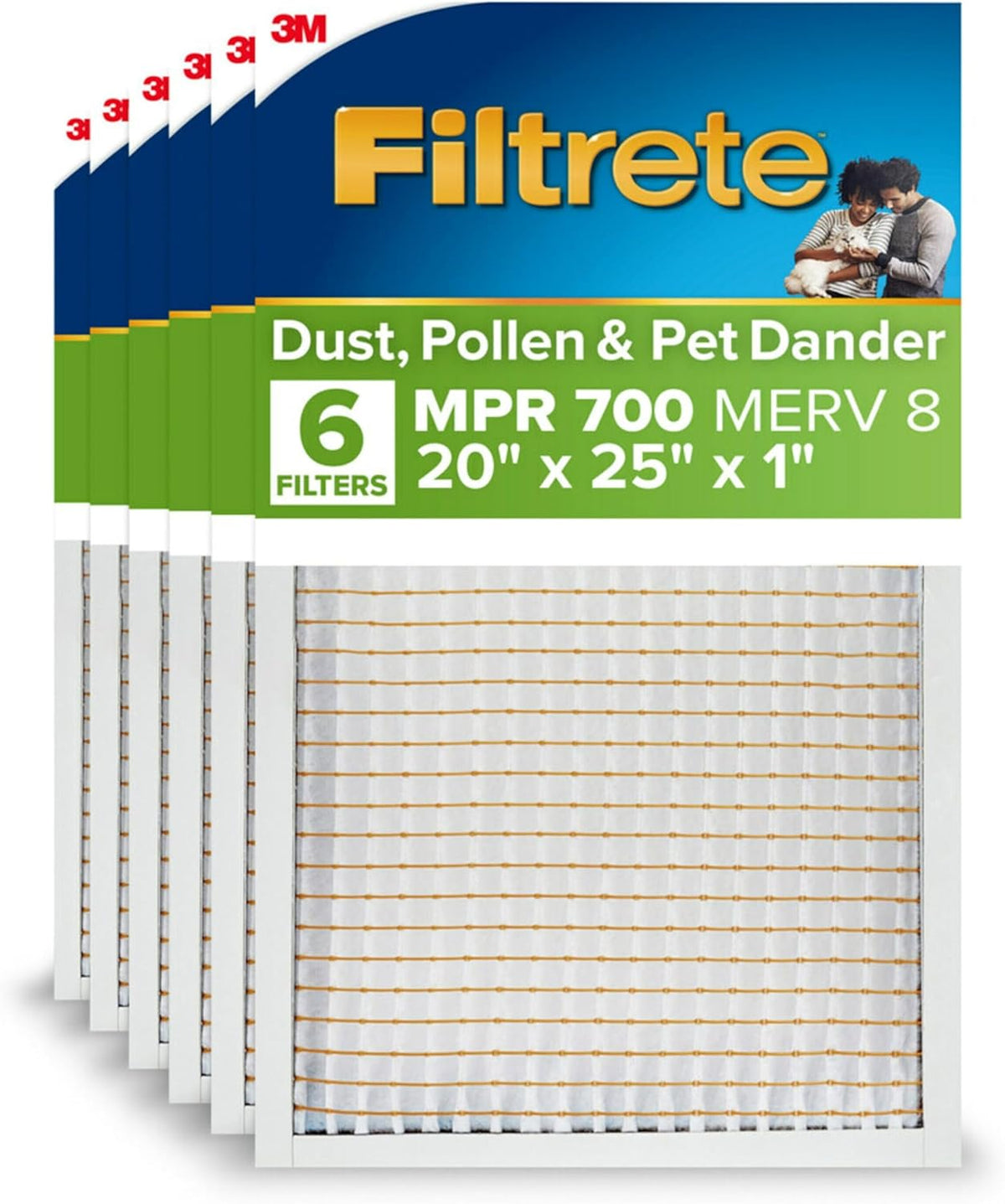 Filtrete 20x25x1 Air Filter MERV 5, 6-Pack AC Furnace HVAC Filters for Home, MPR 300 Basic Dust Defense, Pleated Electrostatic Removes Lint & Dust (Actual Size 19.69x24.69x0.81 in)
