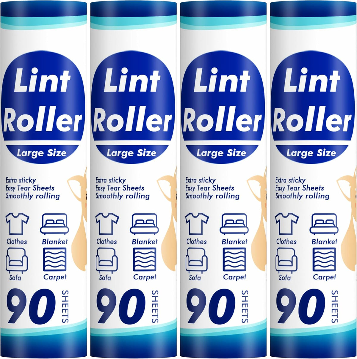Large Lint Roller for Furniture, 9.45'' Rollers for Floor, 360 Sheets