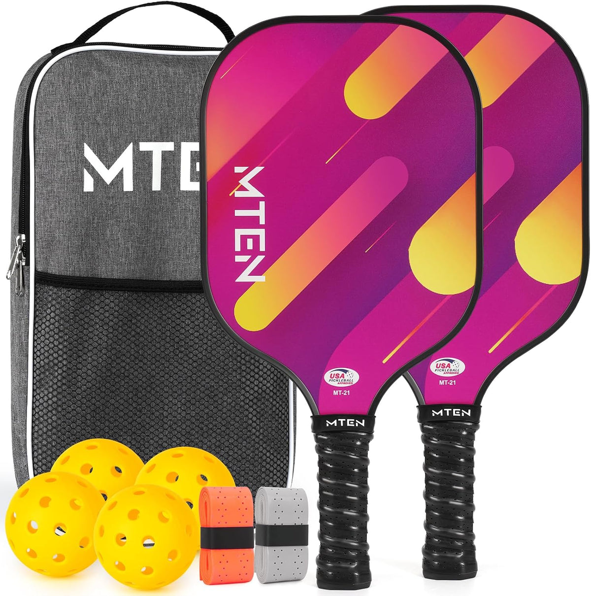 MTEN Pickleball Paddles Set of 2/4/1, USAPA Approved Fiberglass Rackets