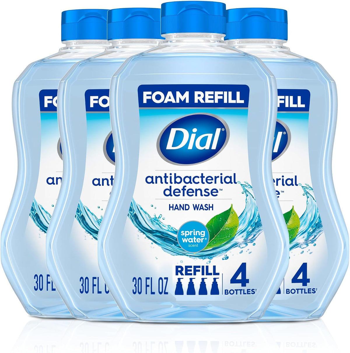 Dial Antibacterial Defense Foaming Hand Soap + Aloe, Fresh Pear Scent, 30 Fl Oz Hand Soap Refill (Pack of 4), Dermatologist-Tested, Gentle on Skin
