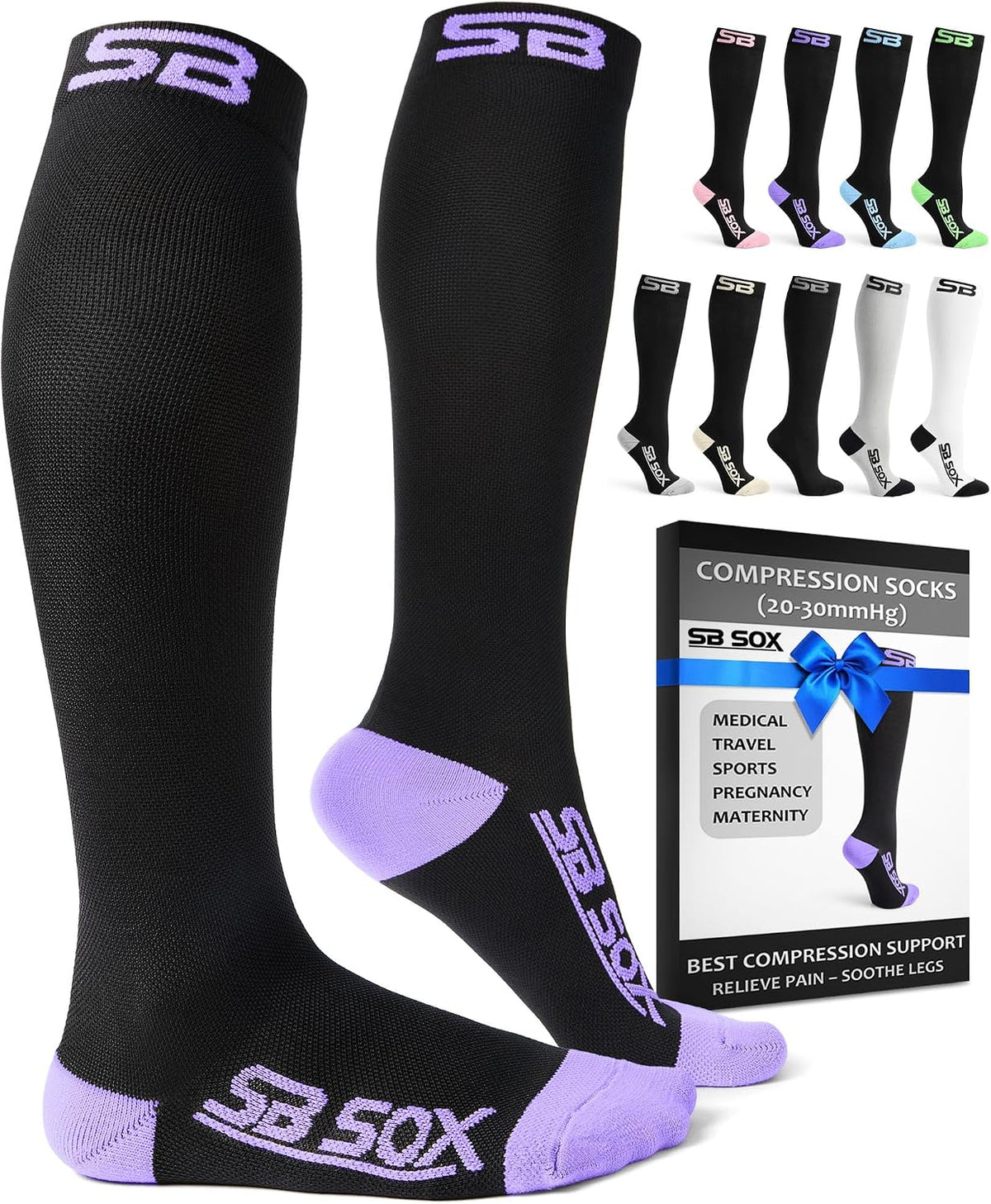 SB SOX Compression Socks for Men & Women (20-30mmHg)