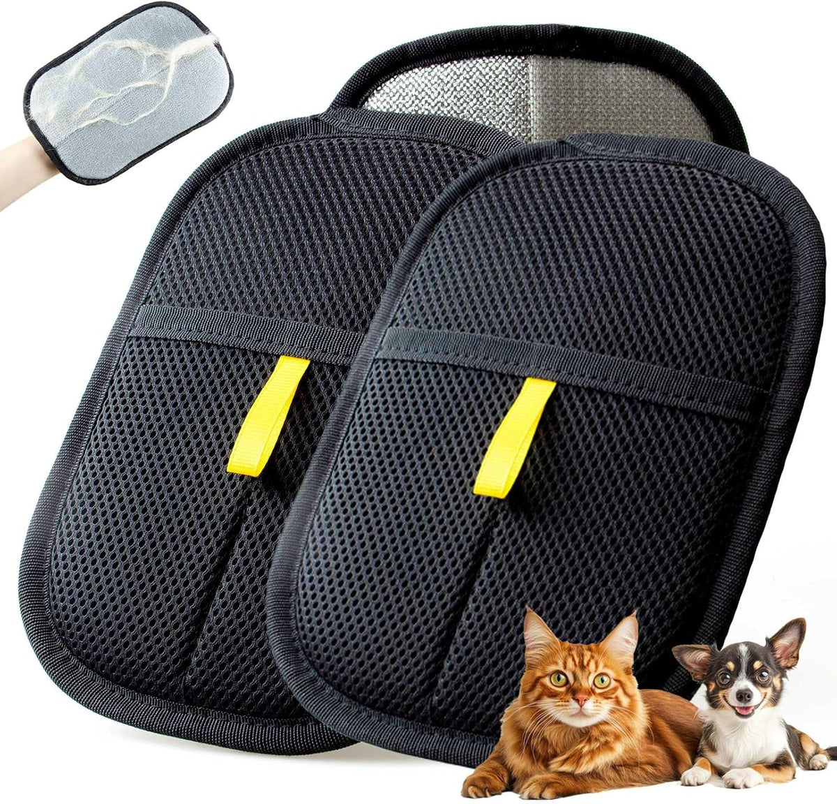 Thickened Pet Hair Removal Glove - Electrostatic Cat Dog Hair Remover Glove, Reusable Magic Brush Pet Hair Remover Tool for Couch, Carpet, and Car Seat (Black,1 Pack)