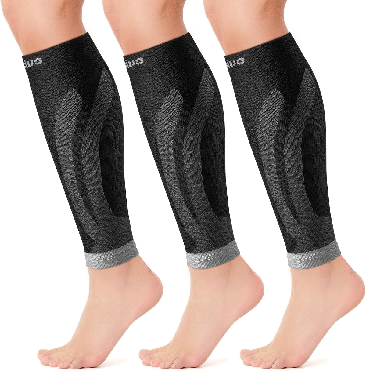 CAMBIVO Calf Compression Sleeve 3 Pairs Footless Compression Socks Running