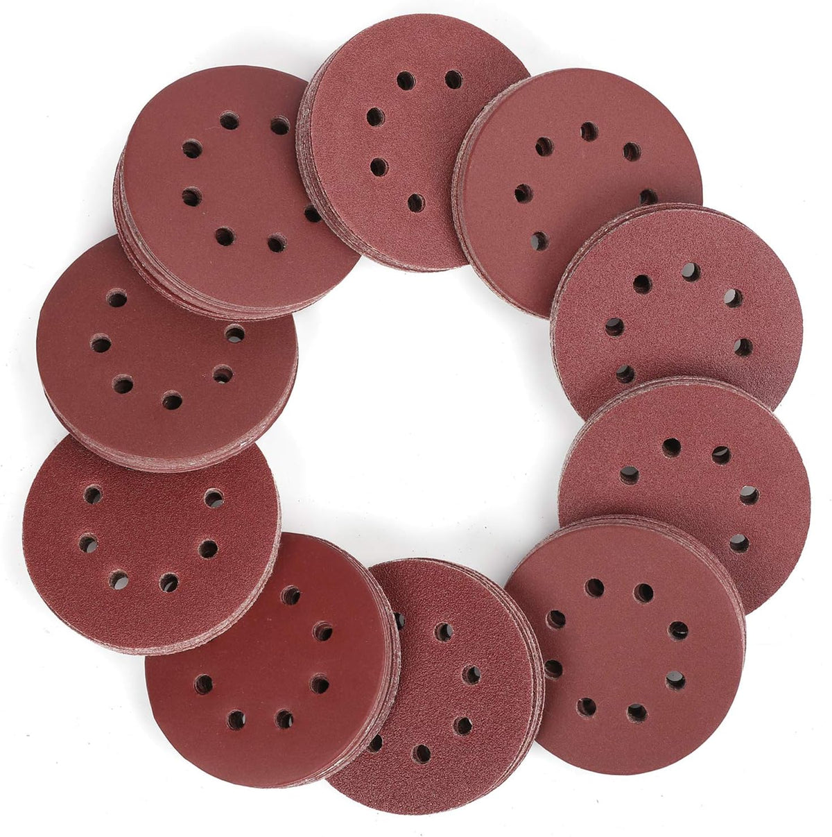 WORKPRO 150 Pack 5 Inch Sanding Discs Sandpaper, 8-Hole Hook and Loop